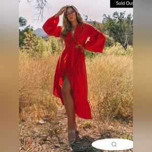 Red Orange Skirt Set